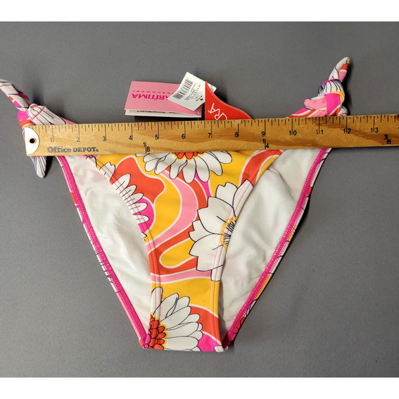 Cia Maritima Cheeky Bikini Bottom Womens M Retro Floral Swim Brazilian Ruched - Picture 8 of 13